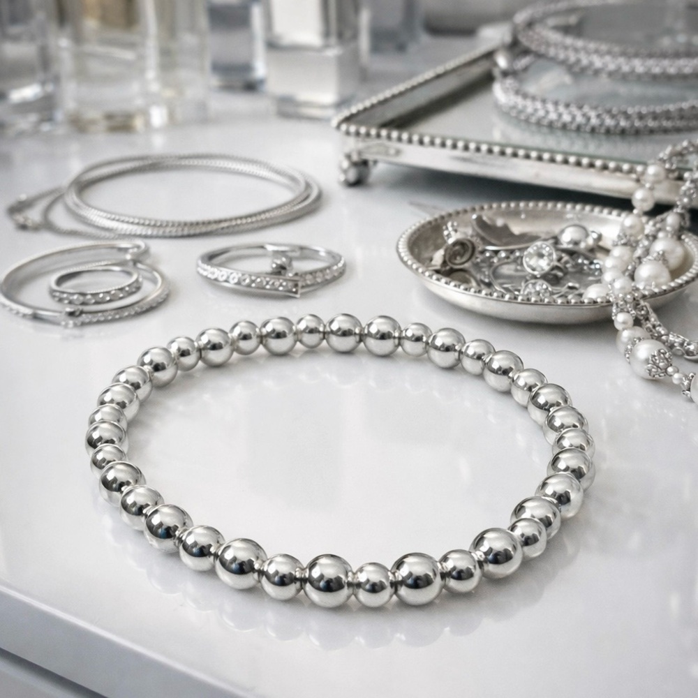 Lux Variegated Sterling Silver Bead Bracelet